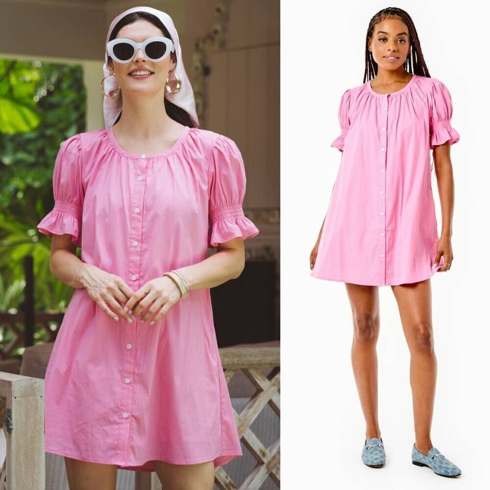 ADIDSON BAY Cotton Poplin Short Sleeve Sailor Dress  XXL Pink $168 NWT
